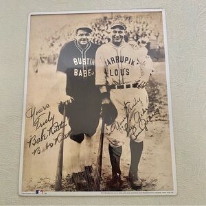 Bustin Babe Ruth and Larrupin Lou Gehrig Sealed Vintage print of signed photo